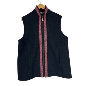 VTG Tundra Sport Canada 100% Wool Vest Black/Red  Full Zip LARGE